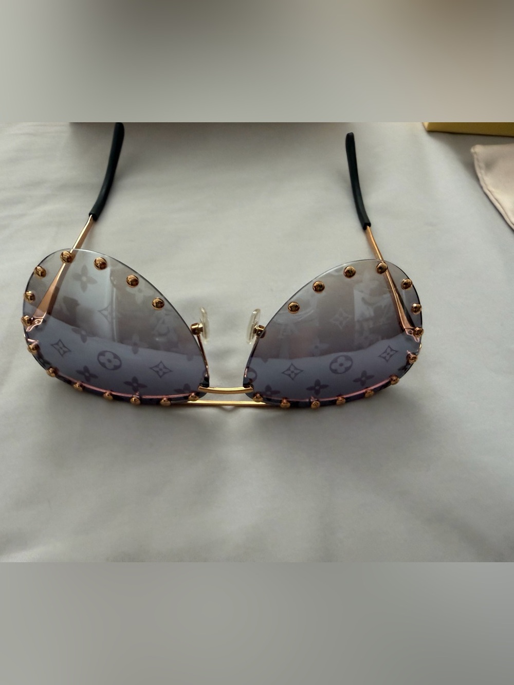 Louis Vuitton Gold-Trim Purple Gradient Logo Sunglasses